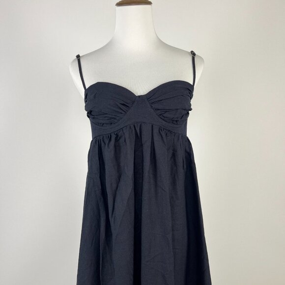 NWOT Farm Rio Linen Blend Black Sleeveless Maxi Dress Size L - Picture 3 of 12